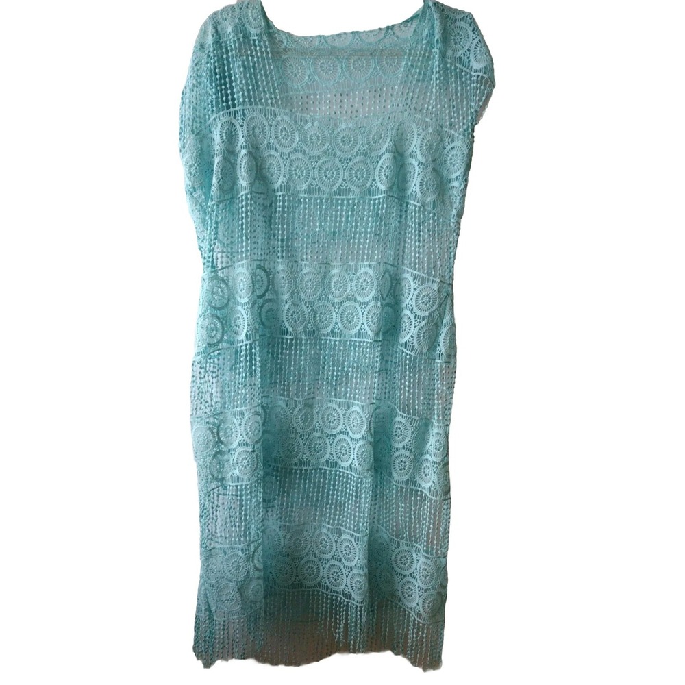 Unbranded Beachwear Dress Women One Size Blue Beach Cover Up Lace Crochet Summer